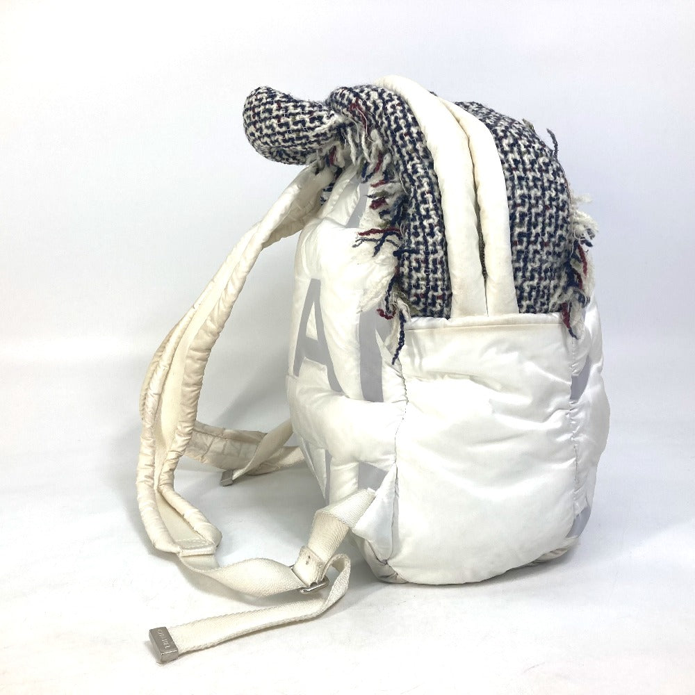 CHANEL Backpack A91933 Nylon Tweed white fringed bag Doudone