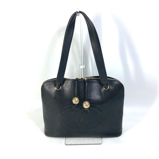 CHANEL Shoulder Bag Caviar skin black Shoulder CC COCO Mark Cocoball Women