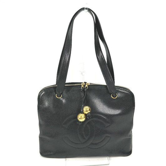 CHANEL Shoulder Bag Caviar skin black CC COCO Mark DecaCoco Women