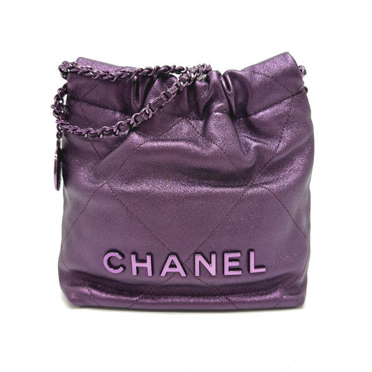 CHANEL Shoulder Bag AS3980 leather purple CHANEL22 Glitter All Purple Women
