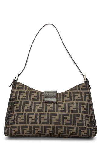 Fendi, Brown Zucca Canvas Shoulder Bag, Brown