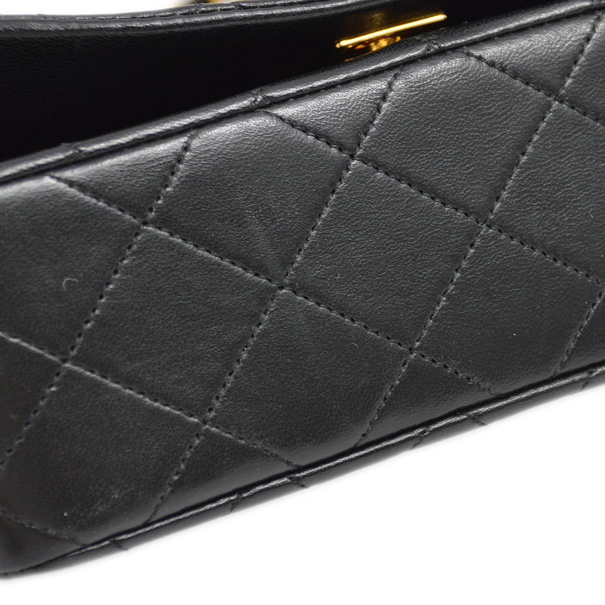 Chanel Black Lambskin Turnlock Mini Full Flap Shoulder Bag