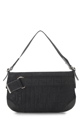Fendi, Black Nylon Zucca Shoulder Bag, Black