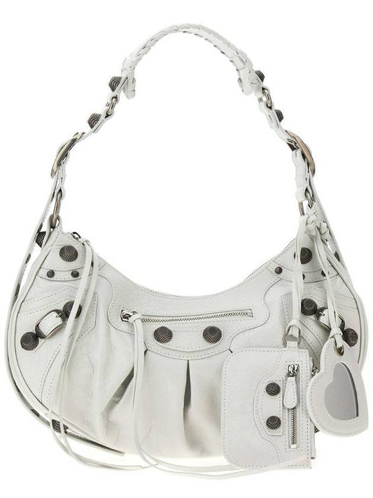Luxury Balenciaga Trending 2026 Le Cagole Small Leather Shoulder Bag White