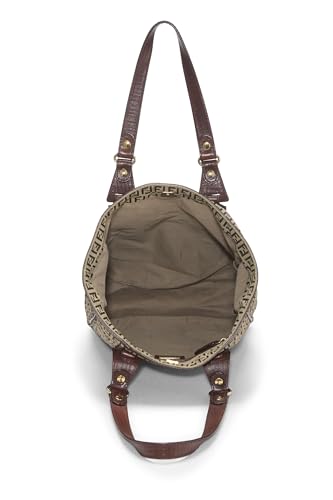 Fendi, Brown Zucchino Canvas Tote Small, Brown