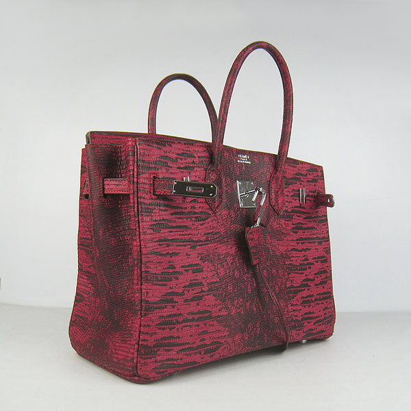 Luxury Hermes Birkin Lizard Pattern handbag 6089 Red/silver