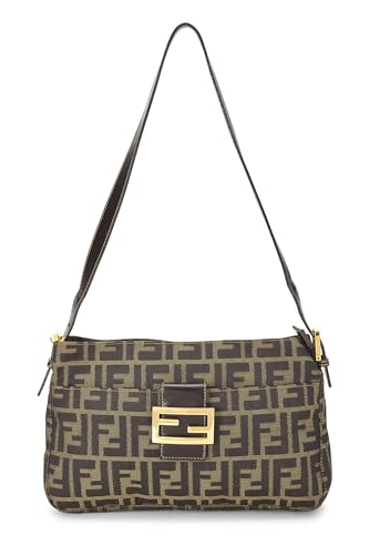 Fendi, Brown Zucca Canvas Shoulder Bag, Brown