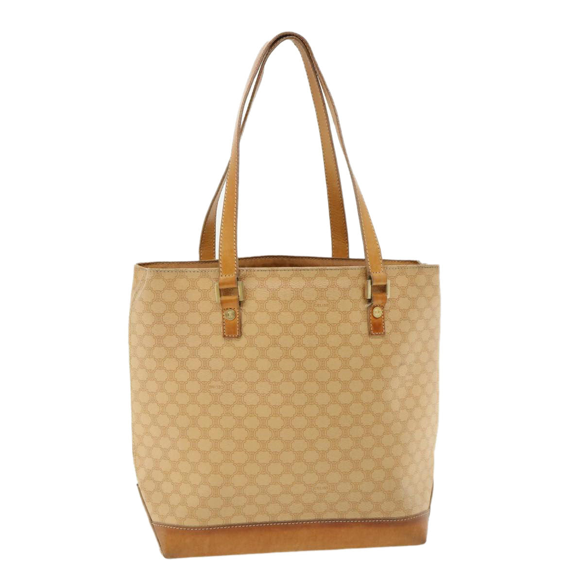 Luxury CELINE Macadam Canvas Shoulder Bag PVC Leather Beige 32391