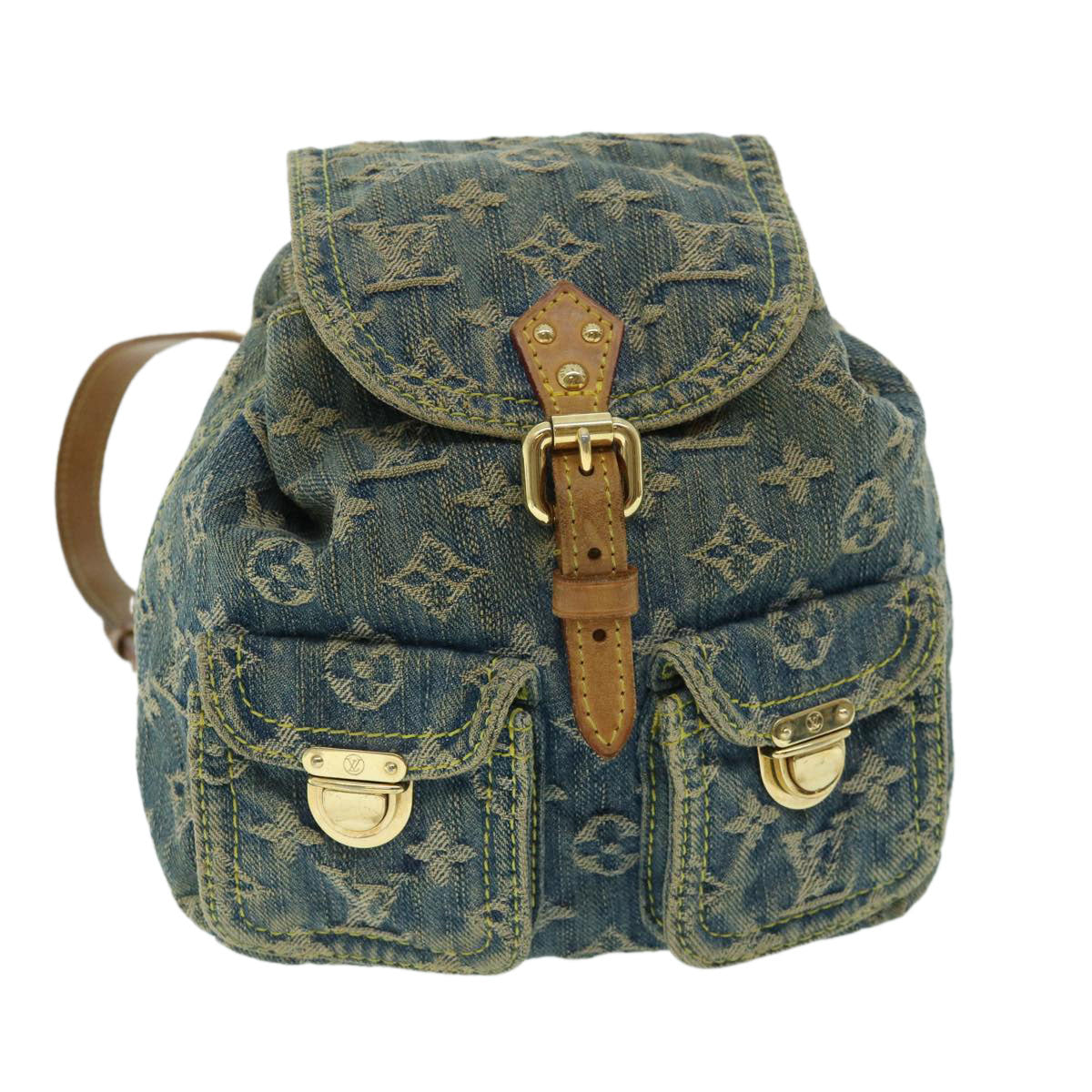 LOUIS VUITTON Monogram Denim Sac A Dos PM Backpack Blue M95057 LV 32418