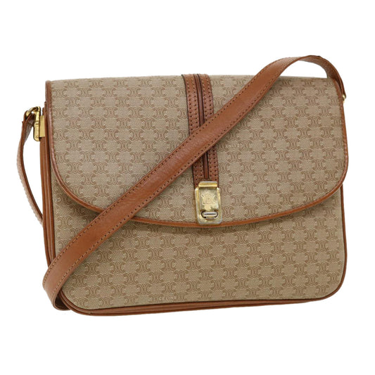 Luxury CELINE Macadam Canvas Shoulder Bag Beige 32455