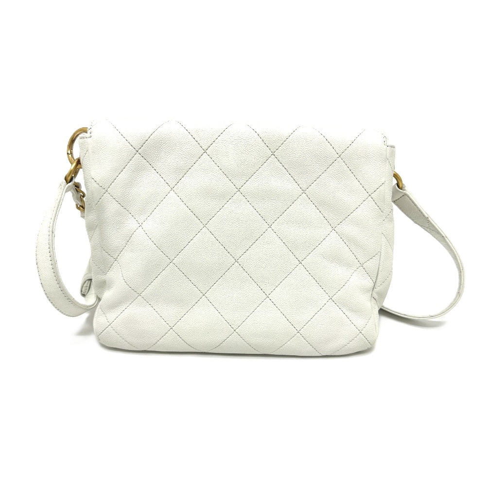 CHANEL Shoulder Bag AS5384B Caviar skin white Matrasse W pocket