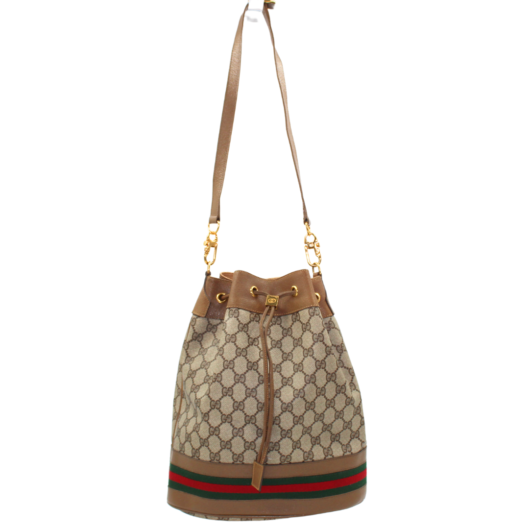 Gucci Leather Canvas Shoulder Bag Style 36