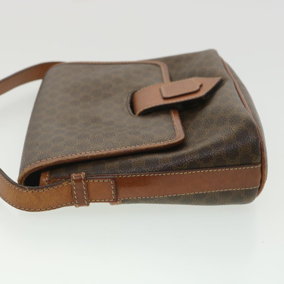 Luxury CELINE Macadam Canvas Shoulder Bag PVC Leather Brown 34058