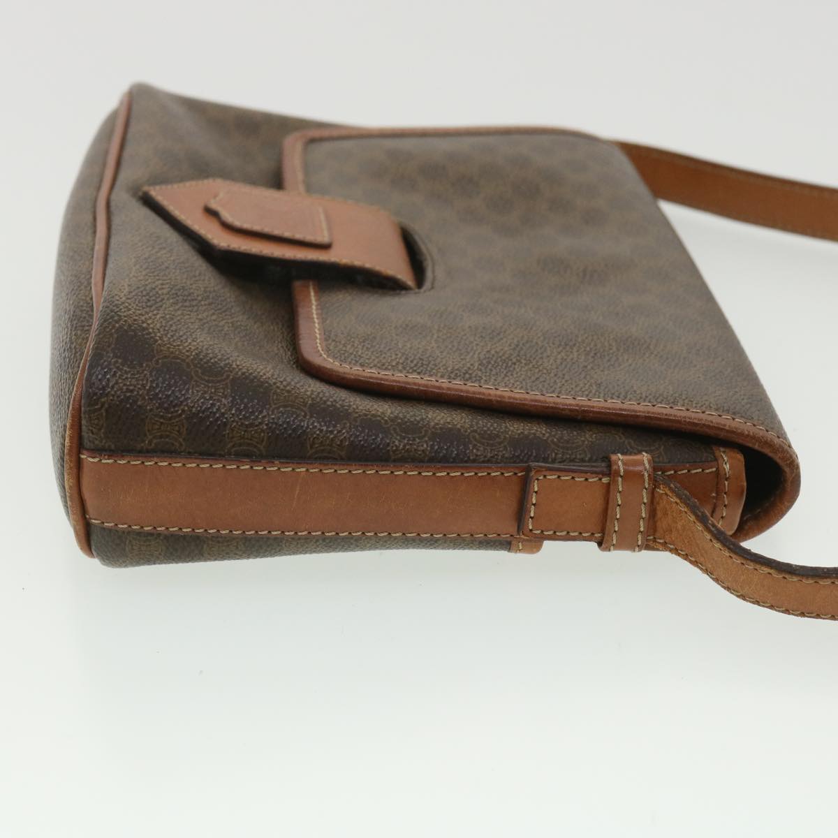 Luxury CELINE Macadam Canvas Shoulder Bag PVC Leather Brown 34058