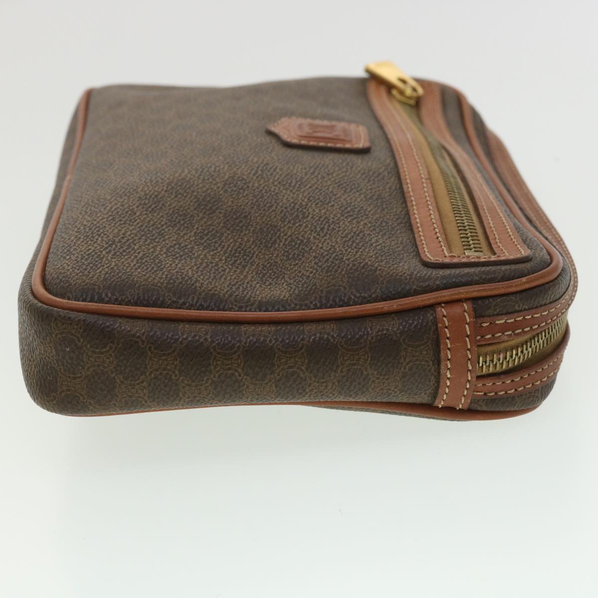 Luxury CELINE Macadam Canvas Clutch Bag PVC Leather Brown 34059