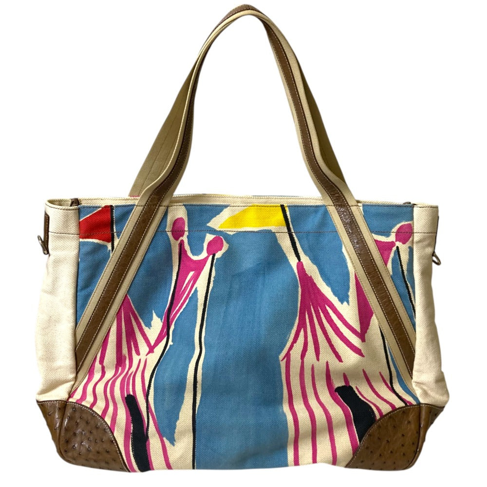 Prada Official Name CanvasÌÑOstrich Leather Big Tote Bag