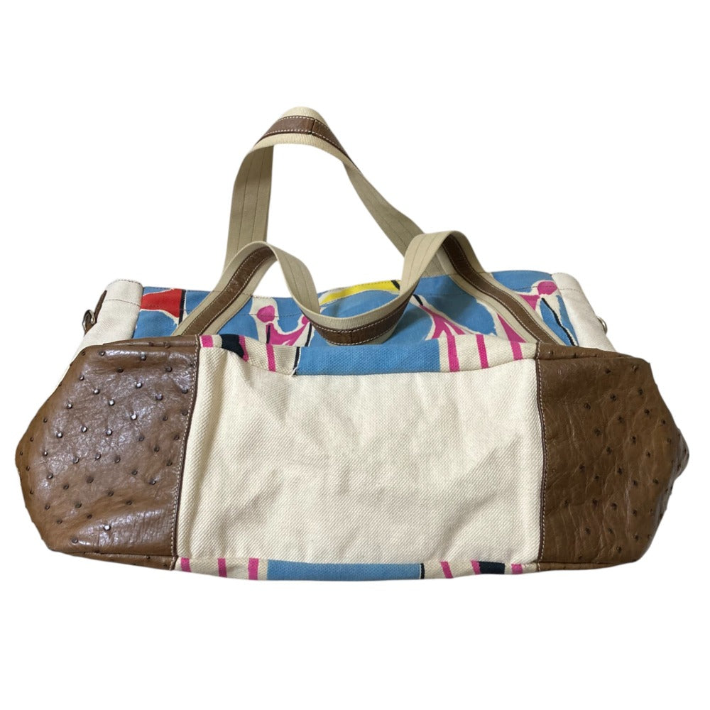 Prada Official Name CanvasÌÑOstrich Leather Big Tote Bag