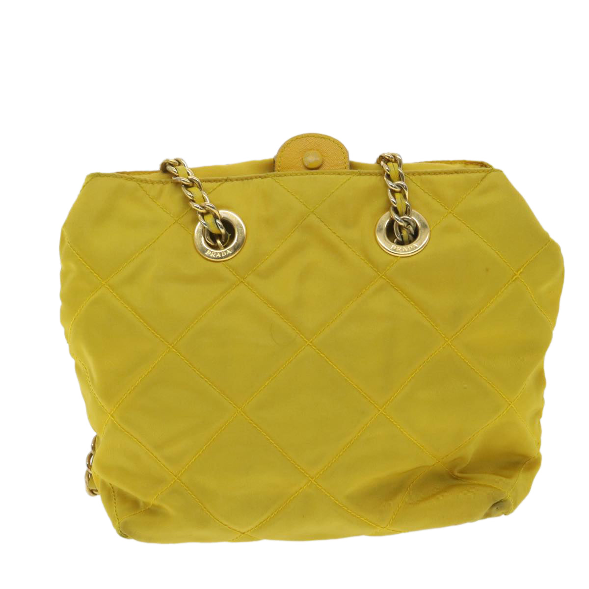Prada Nylon Quilted Chain Shoulder Bag Yellow