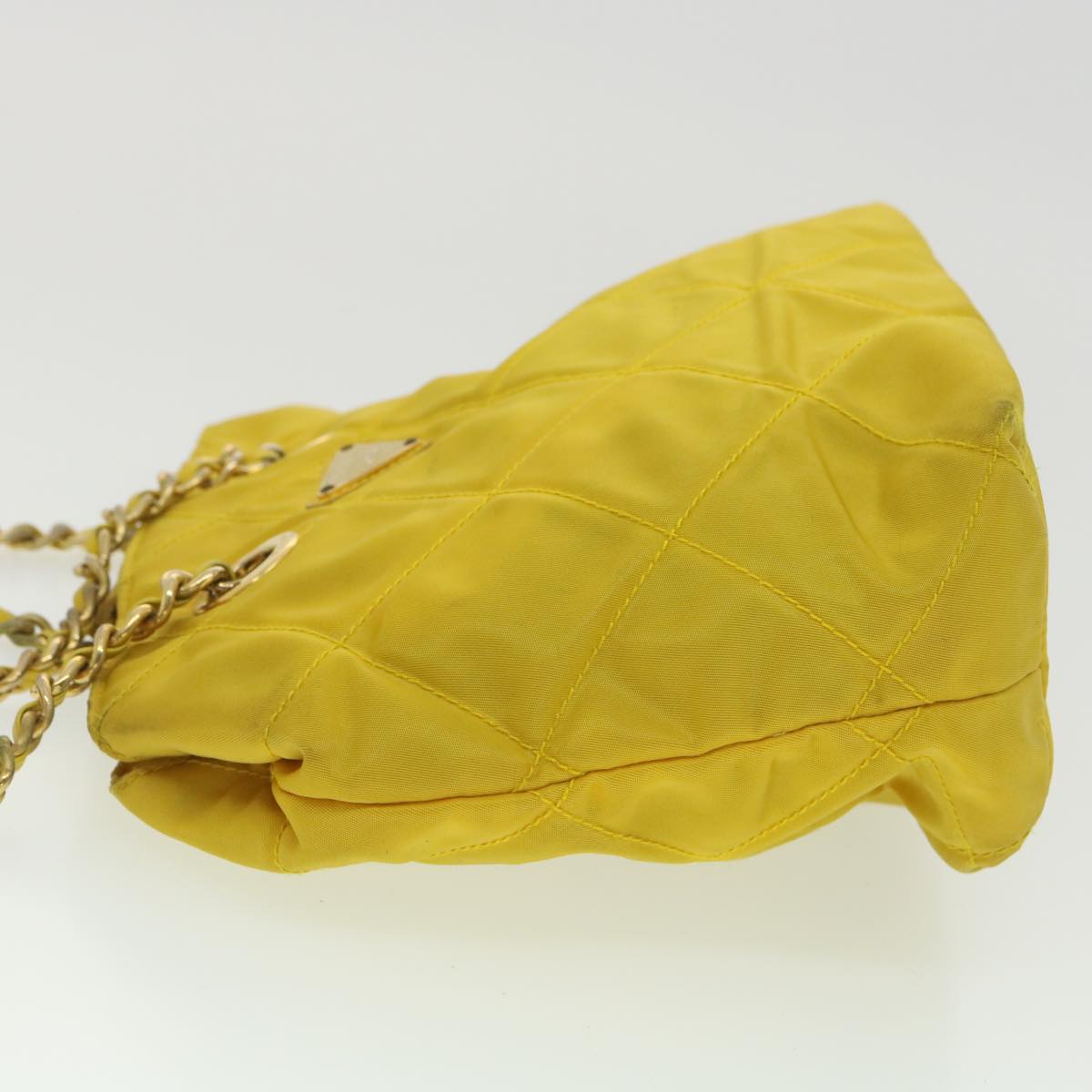 Prada Nylon Quilted Chain Shoulder Bag Yellow