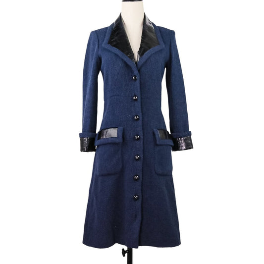 Chanel Tweed Leather Long Coat Handbag