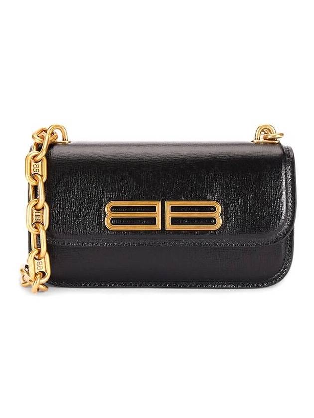 Luxury Balenciaga Trending 2026 BB Gold Logo Cross Bag Black