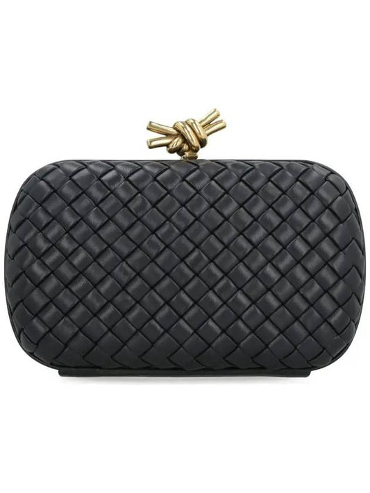 Luxury Bottega Veneta Knot Minaudiere Pouch Bag Black