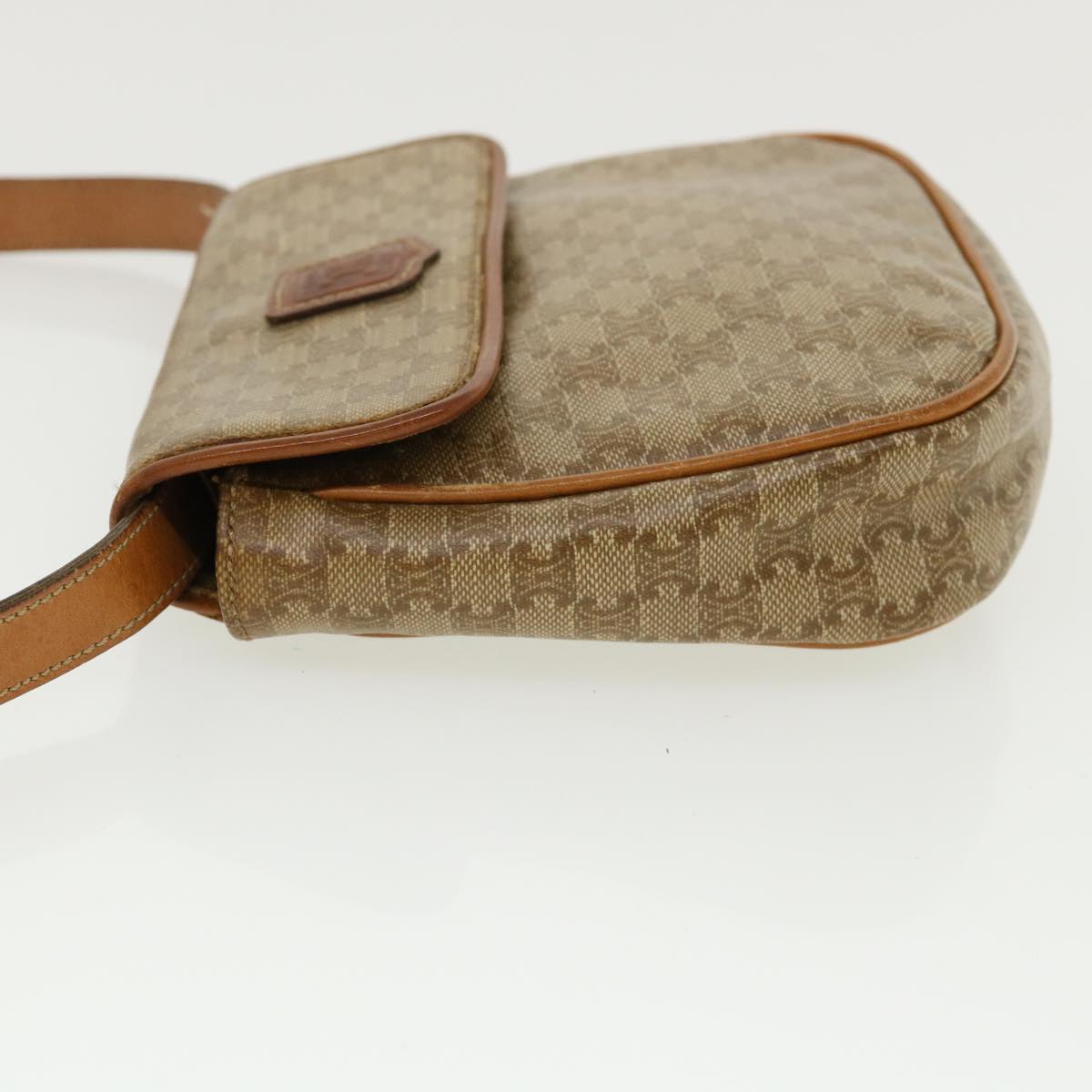 Luxury CELINE Macadam Canvas Shoulder Bag PVC Leather Beige 35355