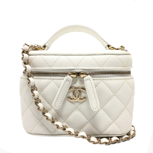CHANEL Shoulder Bag AS3171 Caviar skin white COCO Mark CC Vanity bag