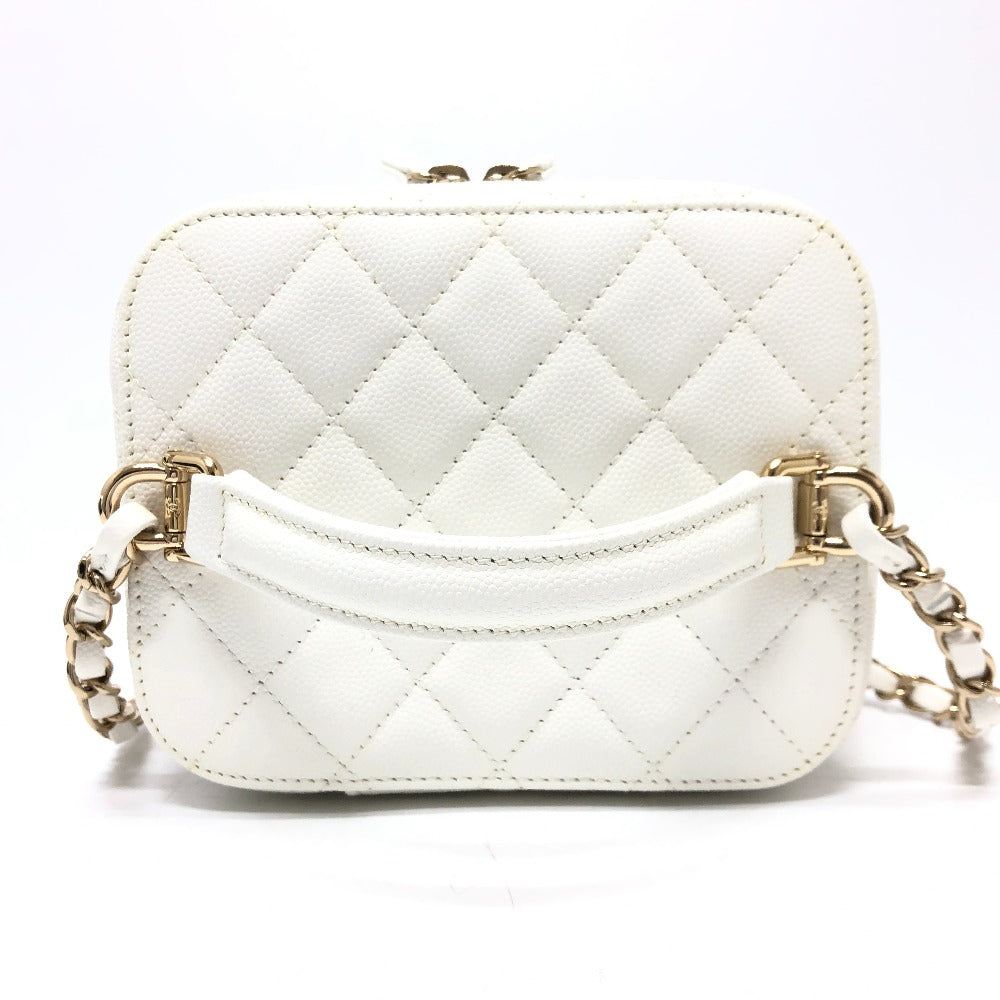 CHANEL Shoulder Bag AS3171 Caviar skin white COCO Mark CC Vanity bag