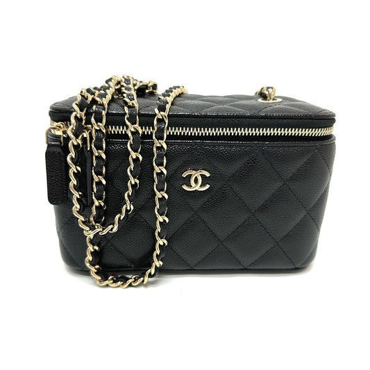 CHANEL Shoulder Bag AP1341 Caviar skin black COCO Mark Matrasse Vanity
