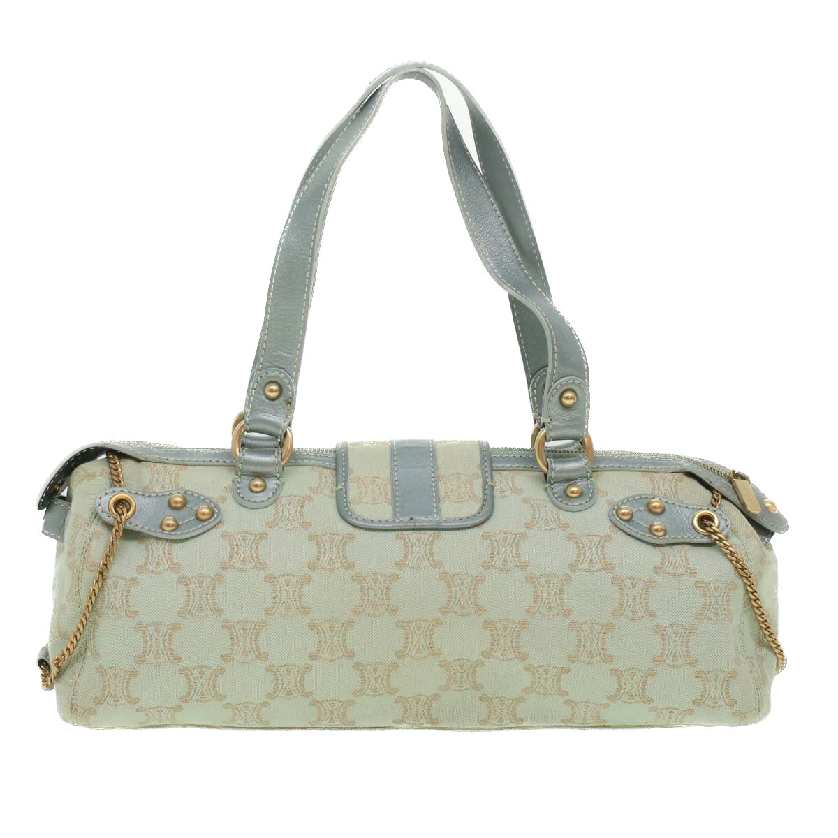 Luxury CELINE Paris Macadam Canvas Shoulder Bag Light Blue 35668