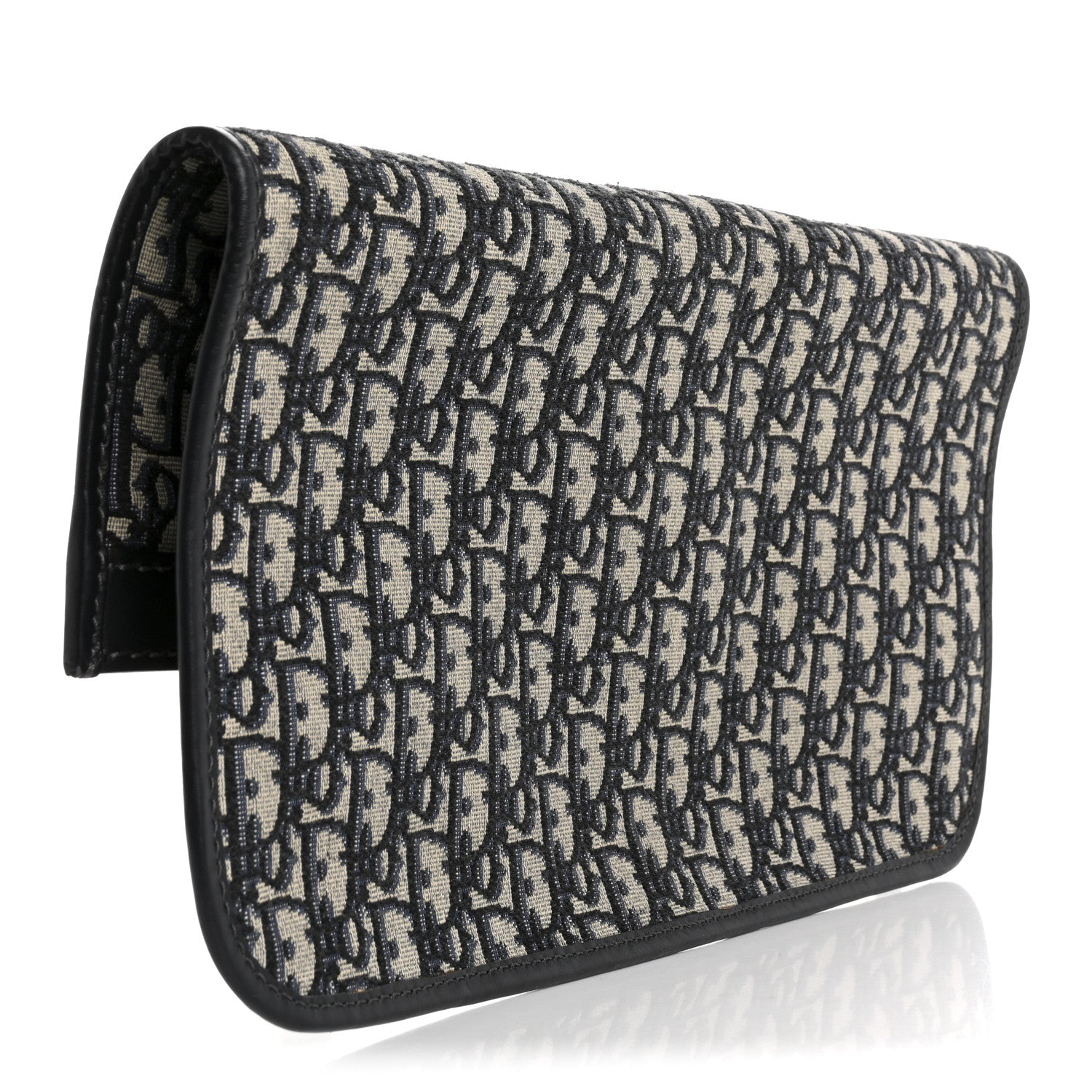 Christian Dior Oblique Fold Over Clutch Blue