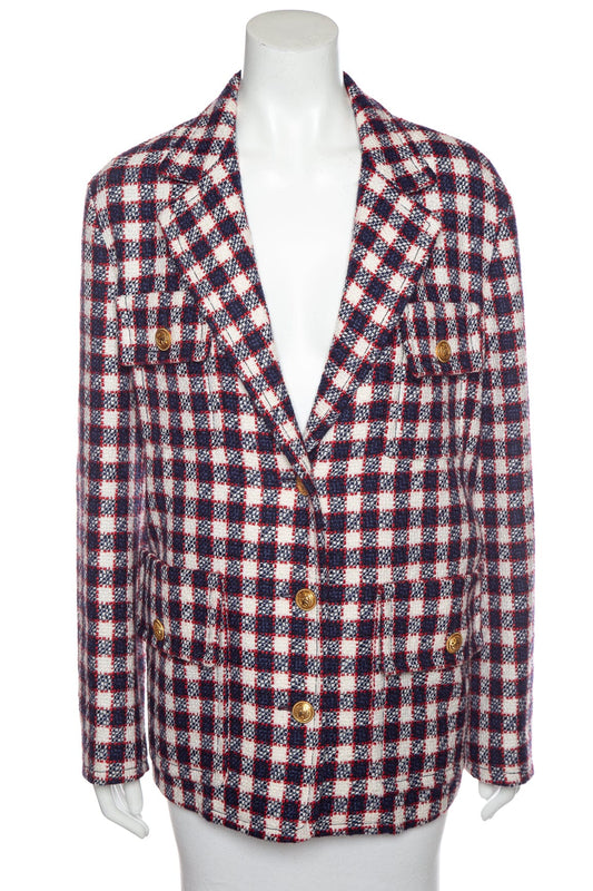 Gucci Navy and Multi Plaid Jacket SZ 40