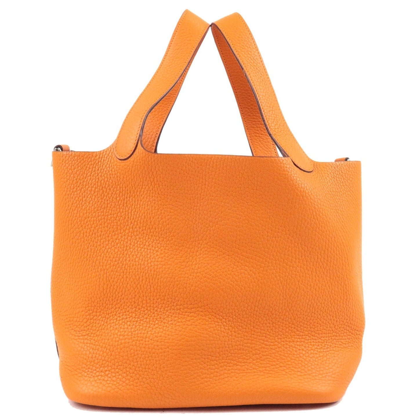 Luxury Hermes Taurillon Clemence Picotin MM Hand Bag H Stamped Orange