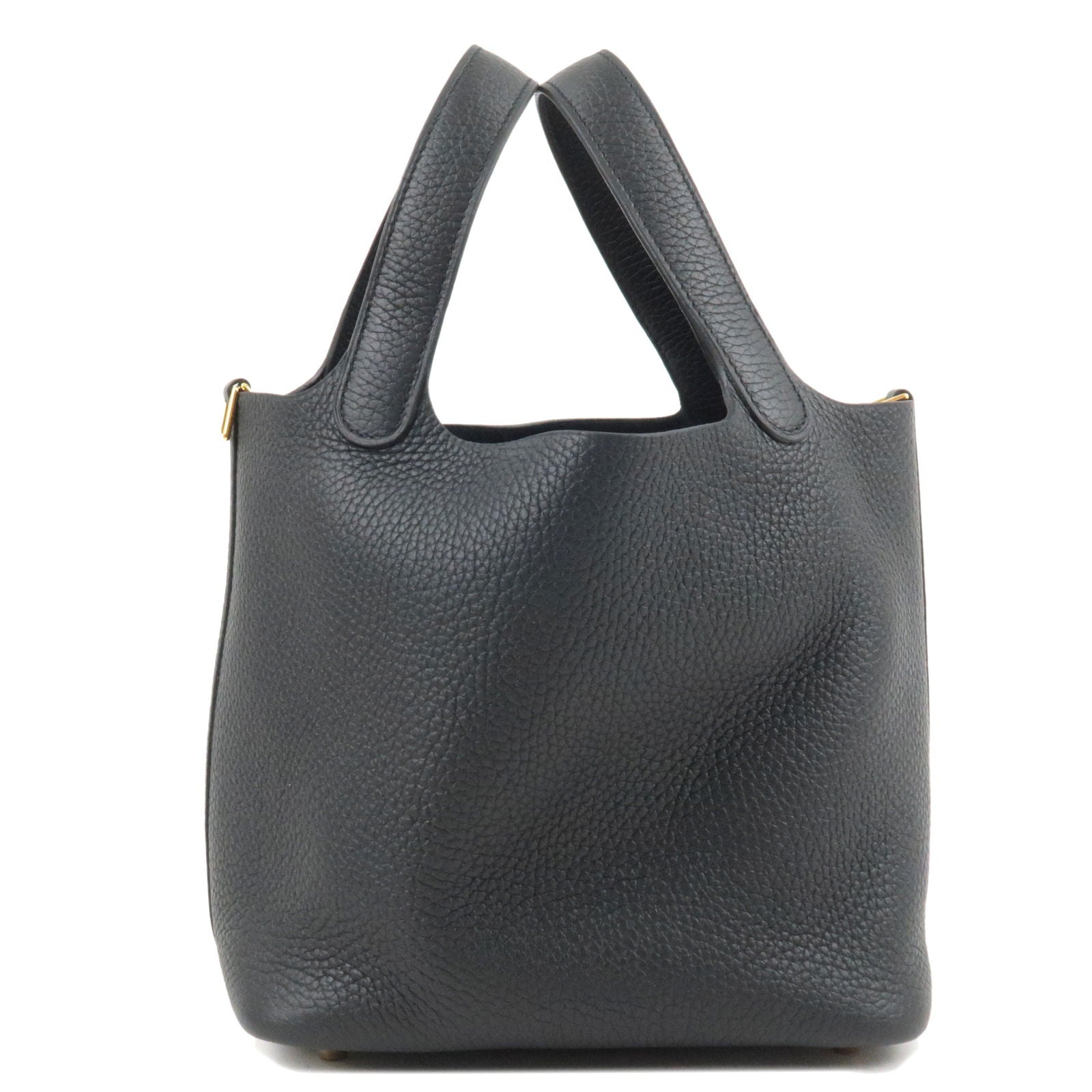 Luxury Hermes Taurillon Clemence Picotin Lock PM Hand Bag Black