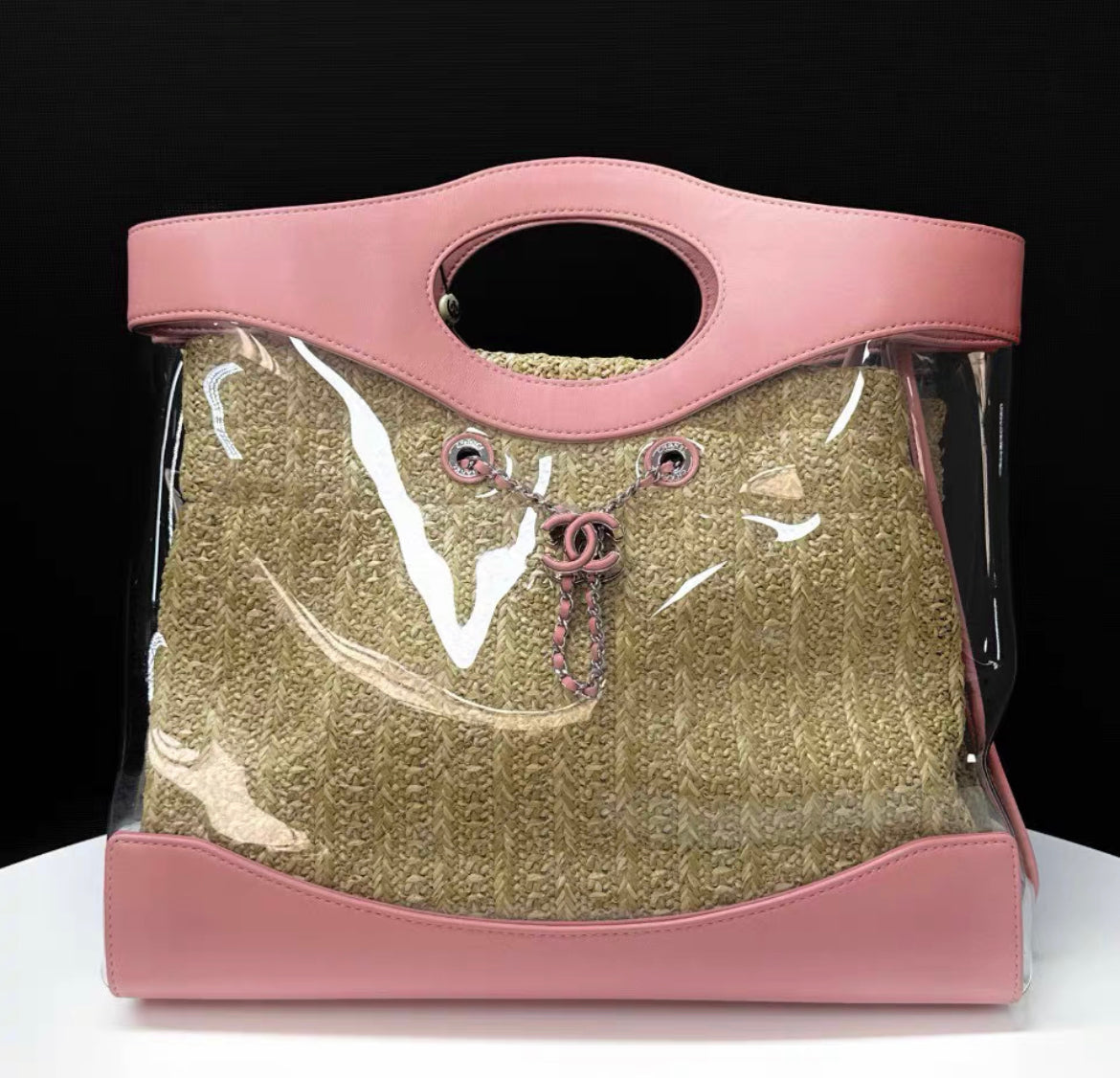 CHANEL Calfskin PVC Chanel 31 Bag Pink
