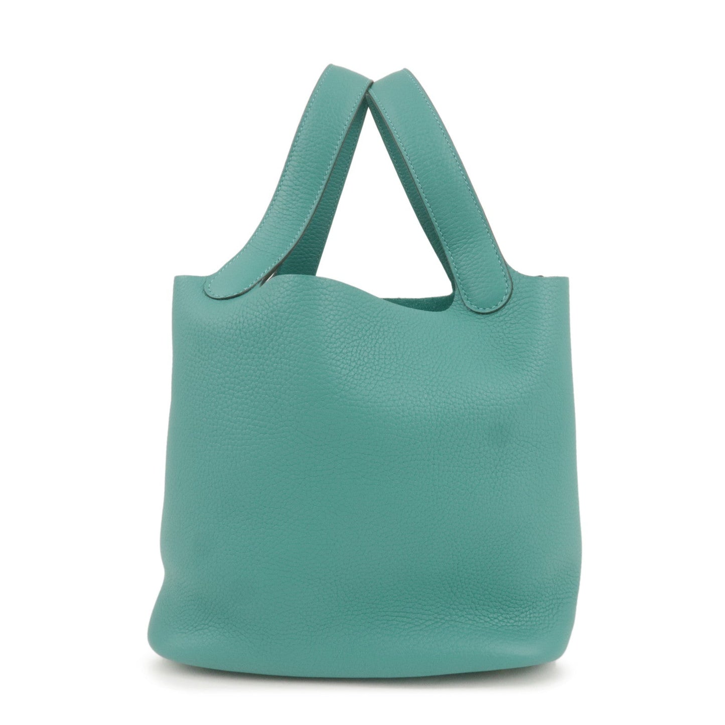 Luxury Hermes Taurillon Clemence Picotin Lock MM Hand Bag Vert Verone