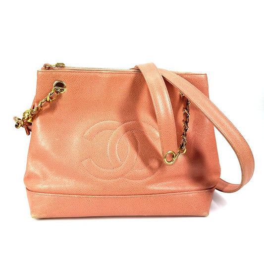CHANEL Shoulder Bag Caviar skin pink CC COCO Mark WChain logo Women