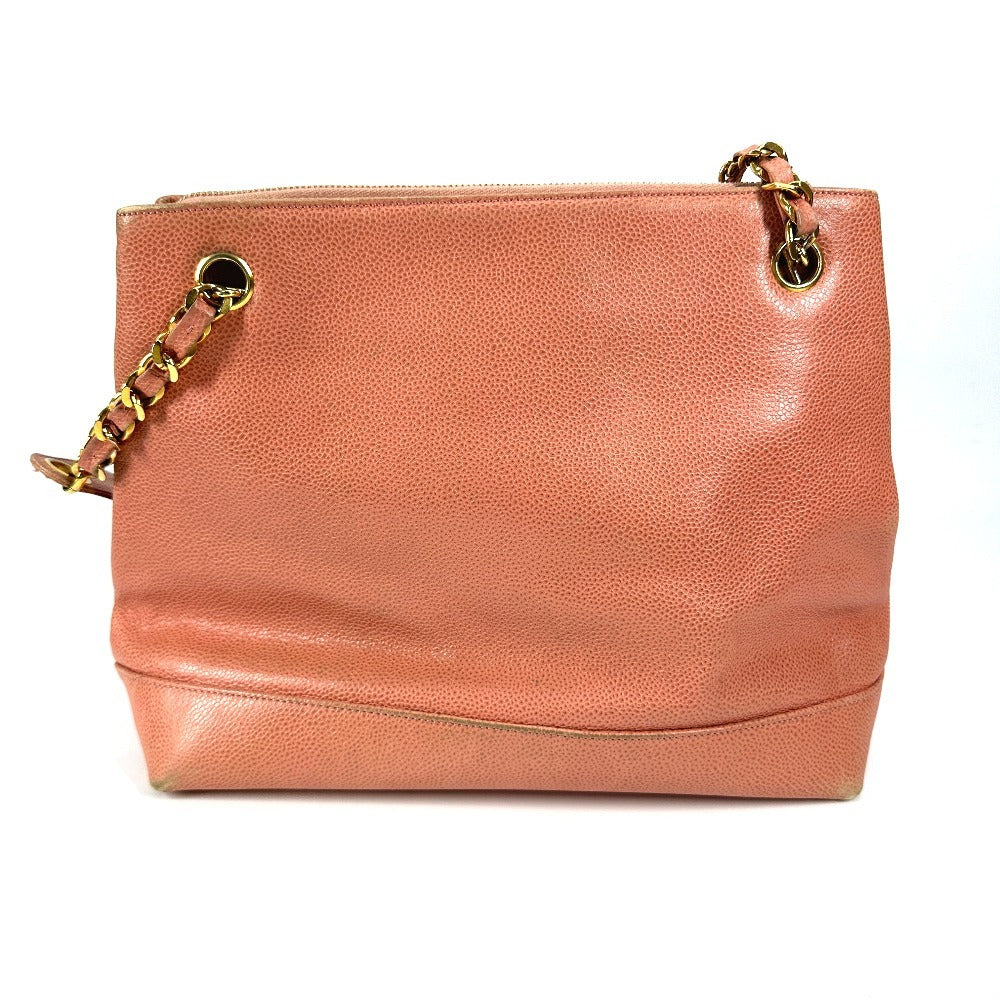 CHANEL Shoulder Bag Caviar skin pink CC COCO Mark WChain logo Women