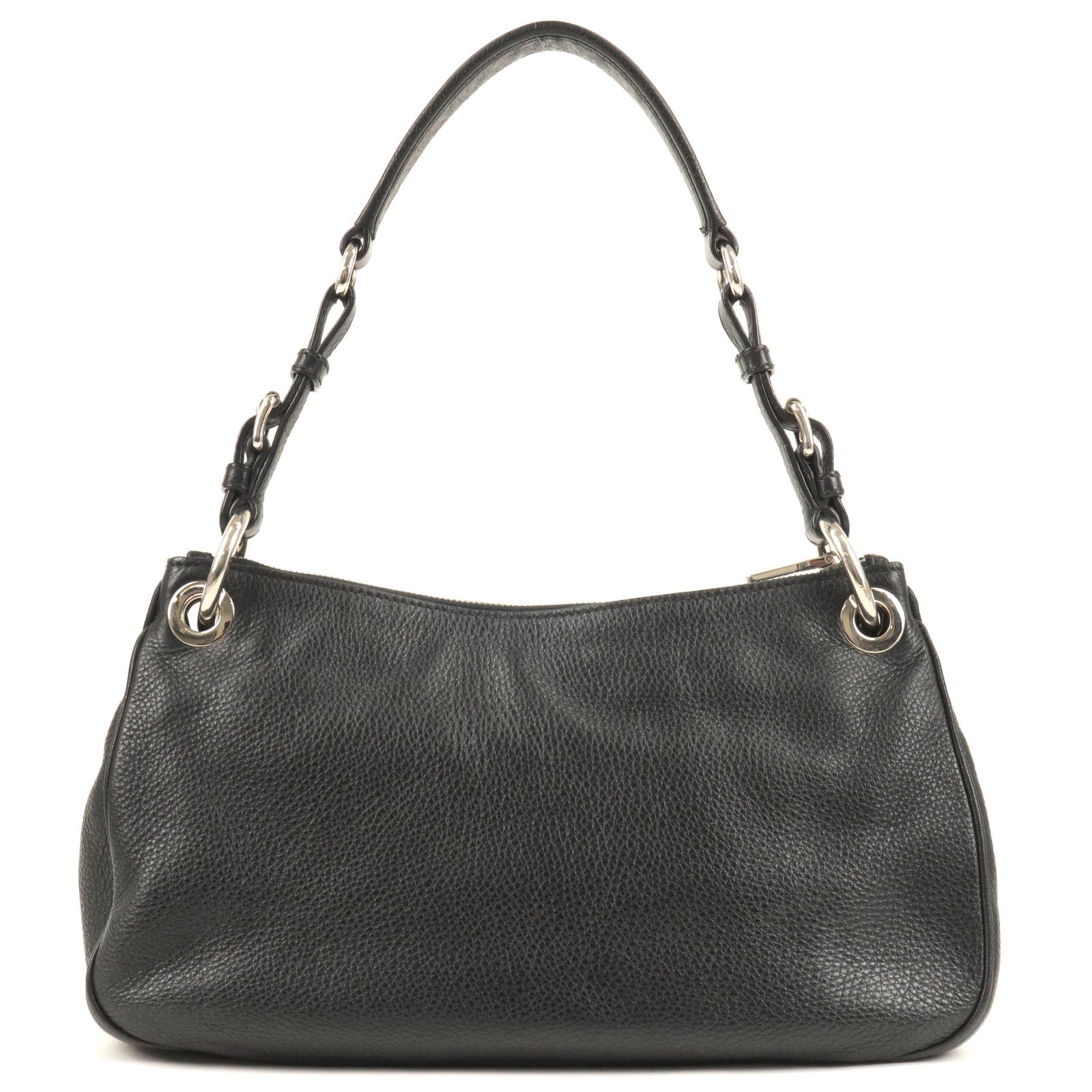 PRADA Vitello Phenix Leather Shoulder Bag NERO Black