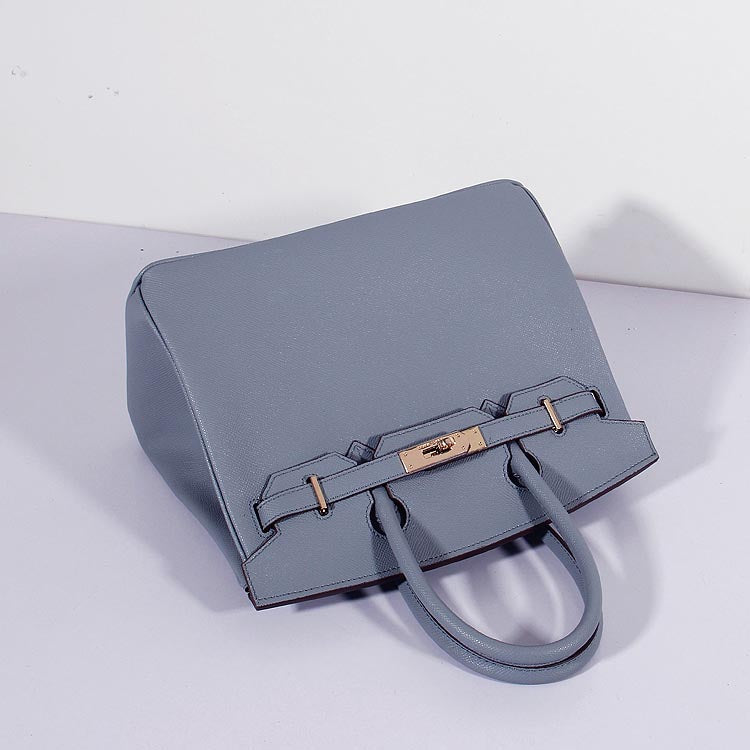 Luxury Hermes 30cm Birkin Bag Epsom Leather with Strap Blue Lin Gold