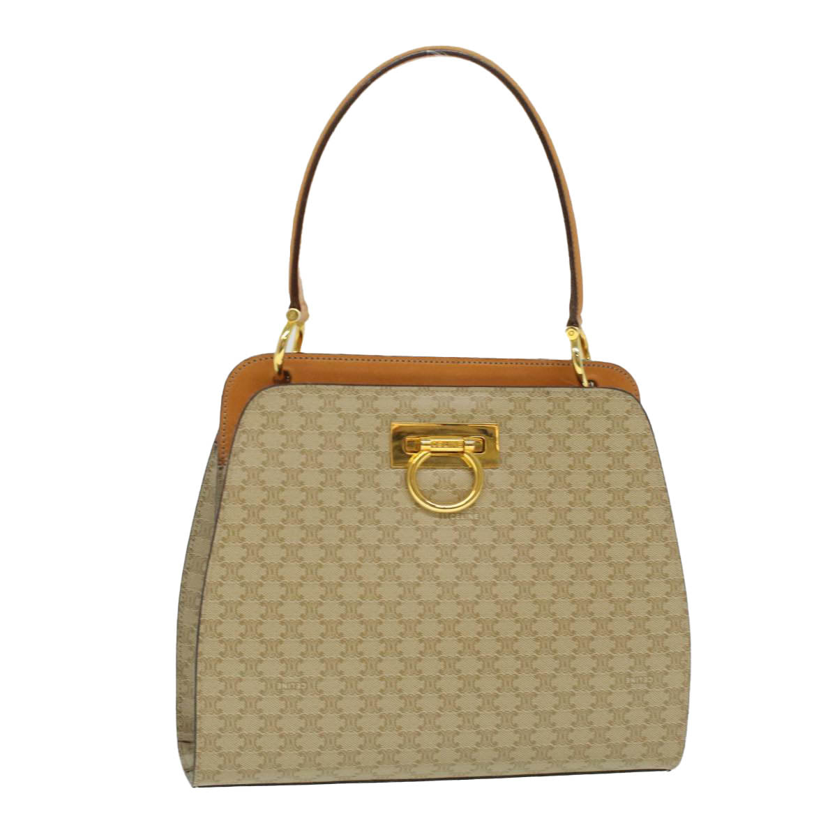 Luxury CELINE Macadam Canvas Hand Bag Beige 36663
