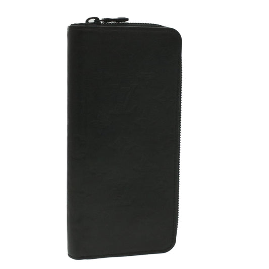 LOUIS VUITTON Monogram Shadow Zippy Wallet Vertical Black M62902 LV Auth 36694