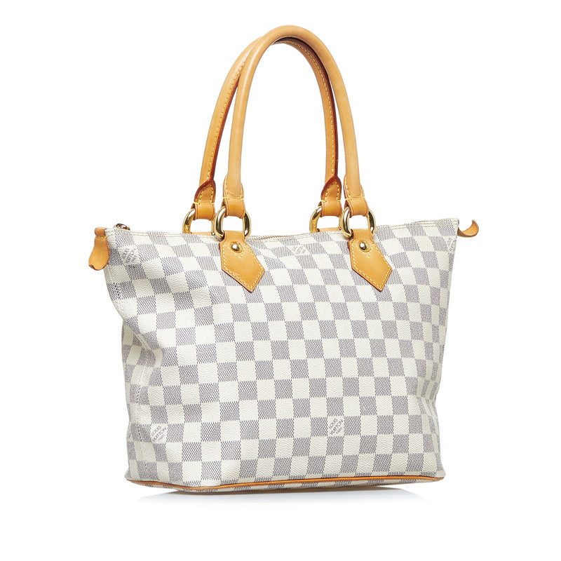 Louis Vuitton Damier Azur Salée PM Handbag N51186 White PVC Leather Louis Vuitton