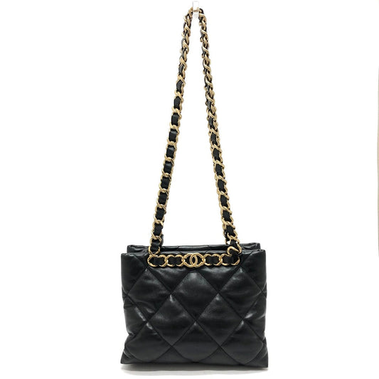 CHANEL Shoulder Bag AS3502 lambskin black COCO Mark CC Matelasse small shopping bag