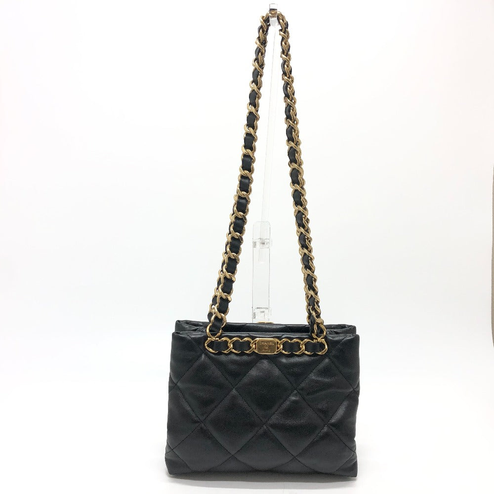 CHANEL Shoulder Bag AS3502 lambskin black COCO Mark CC Matelasse small shopping bag