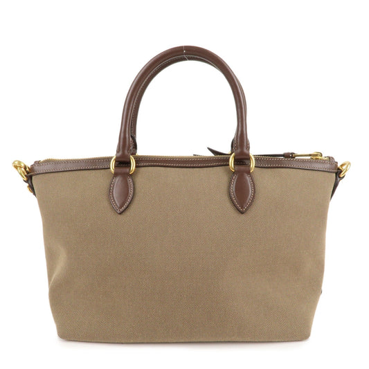 Prada Logo Jacquard Leather 2WAY Shoulder Bag Beige Brown