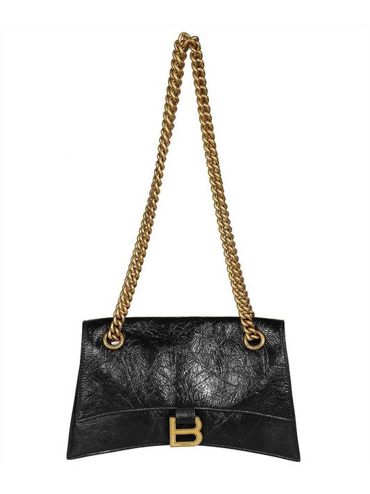 Luxury Balenciaga Trending 2026 Crush Logo Gold Chain Small Shoulder Bag Black