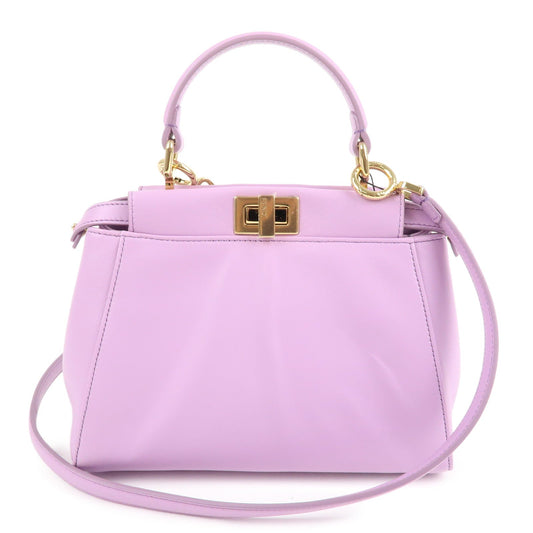 FENDI Mini Peekaboo Leather 2Way Mini Bag Purple 8BN244