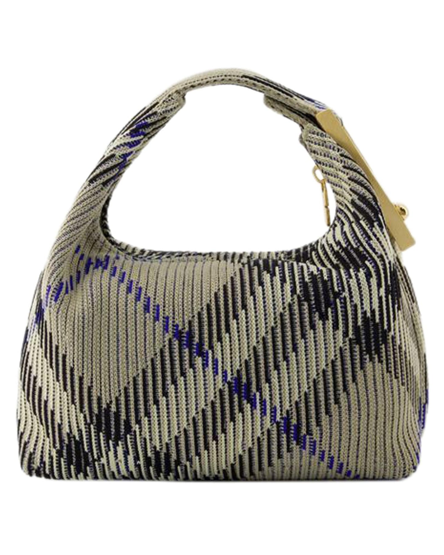 Burberry Knitted Shoulder Bag Beige Black and Blue Women Unknow Handbags